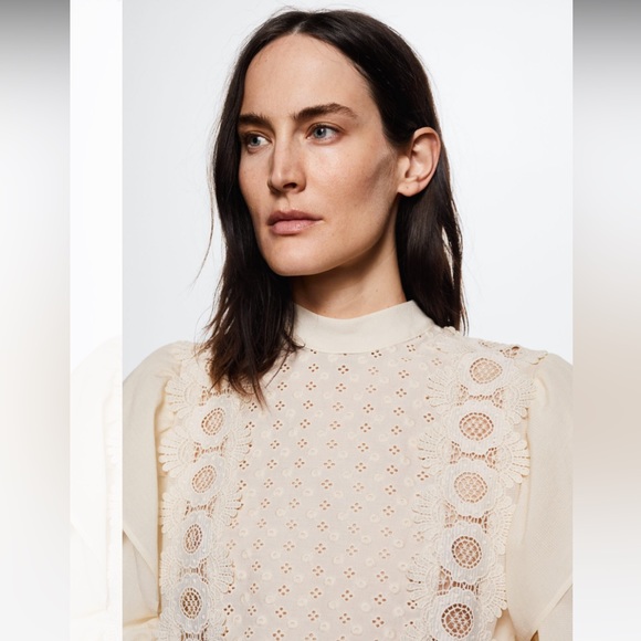 Mango Embroidered Panel Blouse - New With Tags - Picture 14 of 16